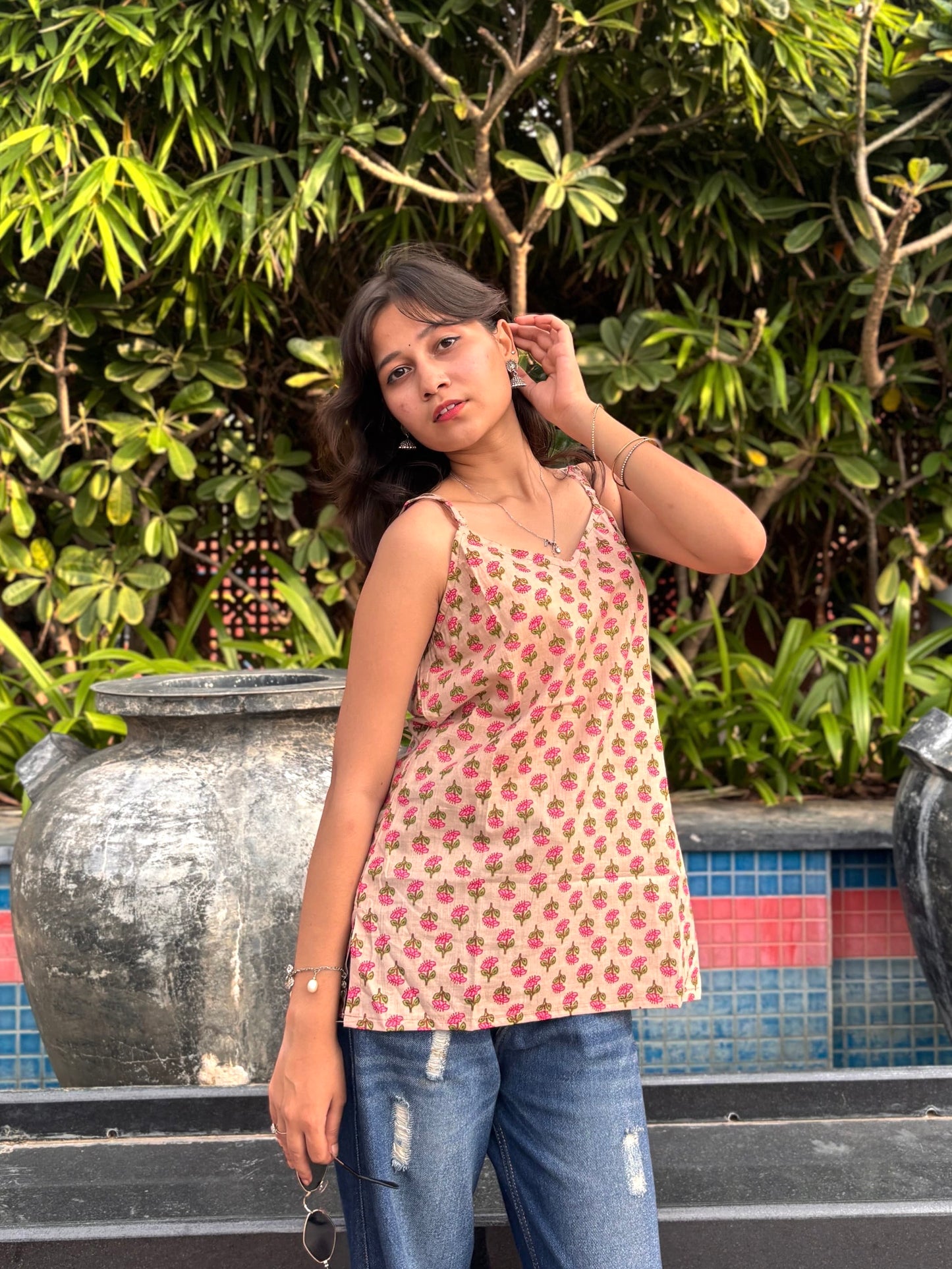 Blush Blossom Cotton Kurti