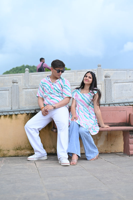 Pastel Wave Matching Couple Set