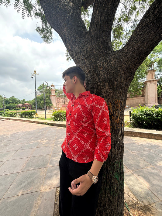 Laal Bandhej Charm shirt