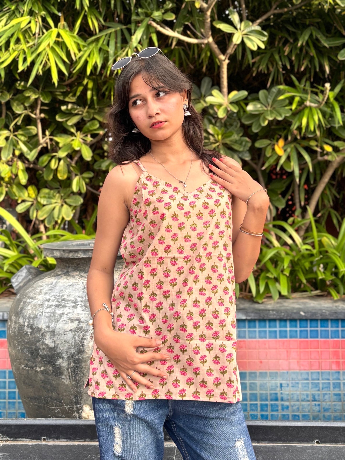 Blush Blossom Cotton Kurti