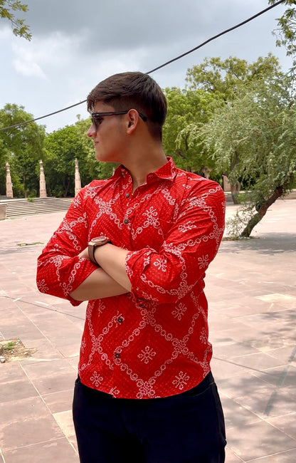 Laal Bandhej Charm shirt